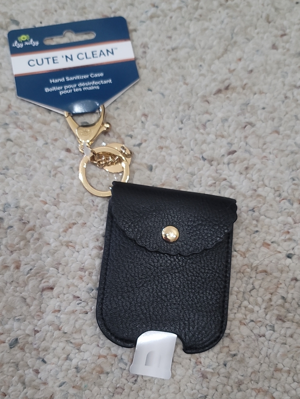 Itzy Ritzy Black Hand Sanitizer Case with Gold Clip